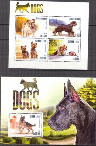 Sierra Leone 2015 Dogs Sheet + S/S MNH