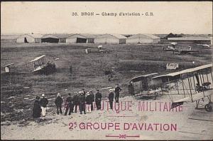 FRANCE 1915 postcard Air force planes at Bron - 2e GROUP D'AVIATION.........6693