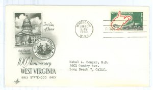 US 1232 1963 West Virginia Statehood, typed address