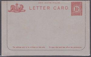 NEW SOUTH WALES 1½d lettercard fine unused.................................53749