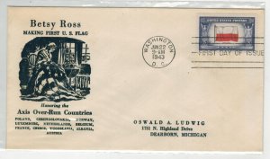 1943 WW2 Patriotic FDC OVERRUN COUNTRIES 909 POLAND BETTER LUDWIG CACHET TO HIM