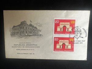 C) 1969. ARGENTINA. FDC. THE GOVERNMENT HOUSE. DOUBLE STAMPS. XF