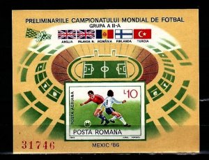 ROMANIA Sc 3298 NH IMPERF SOUVENIR SHEET OF 1985 - SOCCER WORLD CUP