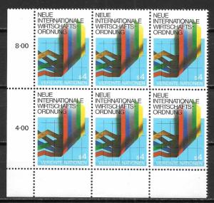 UN Vienna 7 New Economic Order MI Block of 6 MNH Lower Margin