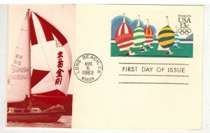 POSTAL CARD FDC UX100 OLYMPIC YACHTING SAILING SARZIN APPLIQUE PHOTO