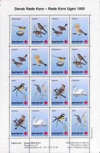 Denmark Danmark Red Cross Poster stamps seals birds 1995