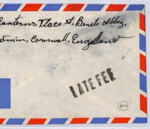 BRITISH GUIANA QEII Air Mail Cover *LATE FEE* GB Cornwall Lanivet 1955 ZV149