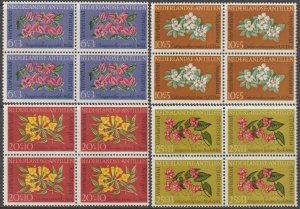 EDSROOM-22273 Netherlands Antilles B59-B63 MNH 1963 Blocks of 4 Flowers