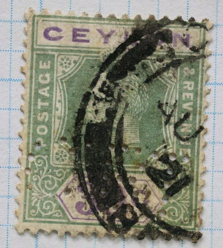 Ceylon sc#208 used pefin CBT c.b.t. initials