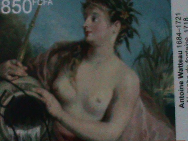 ​CENTRAL  AFRICA--FAMOUS NUDE ARTS PAINTINGS-BY  D'ANTOINE WATTEAU-CTO S/S