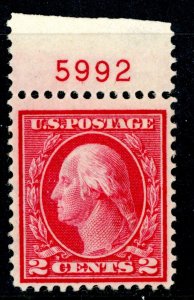 USA 1912 Washington 2¢ Carmine Perf 12 SL Wmk Scott #406 PNS MNH K341