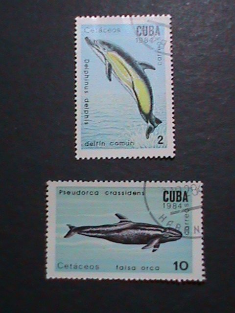​CUBA-VERY OLD CUBA-DOLPHIN AND WALE  STAMPS USED- VF WE SHIP TO WORLD WIDE.