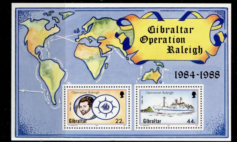 GIBRALTAR QEII SG MS603, 1988 operation raleigh mini sheet, NH MINT. 