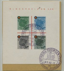 GERMANY WURTTEMBERG BLOCK 1 USED ON PIECE SCOTT 8NB4A  FORGERY