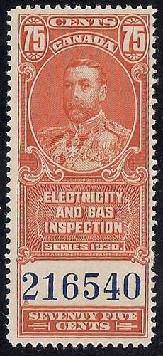 Canada #FEG3 75 cents Electric & Gas Stamp mint OG NH F-VF