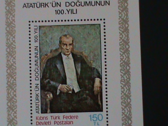 TURKEY-1981-  CENTERNARY OF KEMAL ATATURK-IMPERF MNH S/S-VF-HARD TO FIND