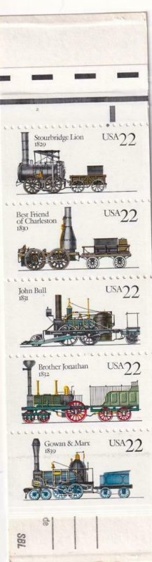 22c Steam Locomotives Booklet, MNH, Sc #2366/ BK 163 (8196)