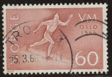 Norway Scott 488 Used 1966 skier stamp