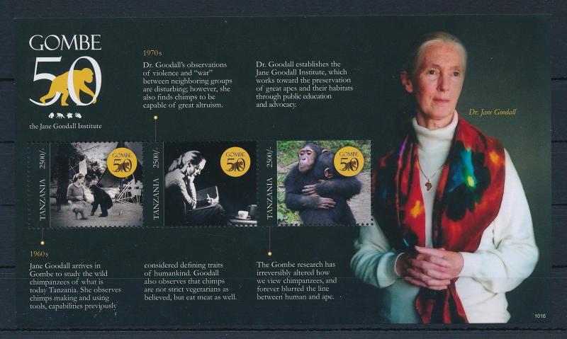 [27089] Tanzania 2010 Wild Life Jane Goodall Chimpanzee MNH Sheet