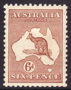 1929 Australia 6 pence Kangaroo & Map MMH perf 12 Wmk 203 Sc# 96 CV $32.50