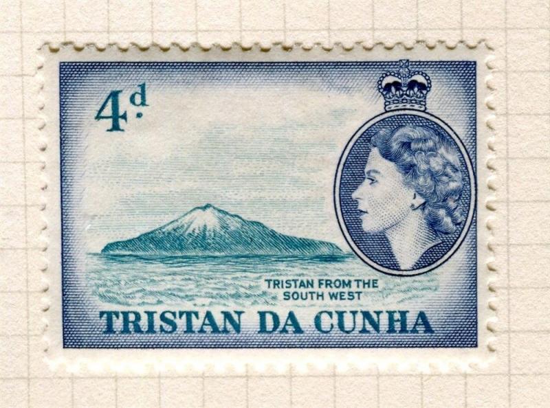 TRISTAN DA CUNHA; 1954 early QEII issue fine Mint hinged 4d. value