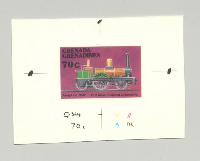Grenada Grenadines #882 Locomotive, Trains, 1v. imperf chromalin proof