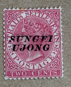 Sungei Ujong 1885 2c with capital italics, no stop.  Scott 20, CV $70.00. SG 38