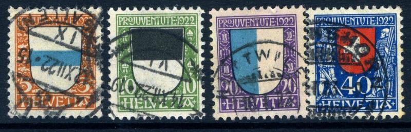 SWITZERLAND-1922 Pro Juventute set Sg J20-23 FINE USED V18124