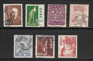 Japan Scott 510,513,515A,516,520,521,521A UH - 1950-52 Short Set - SCV $16.75