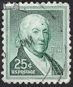 United States #1048 25¢ Paul Revere (1958). Used