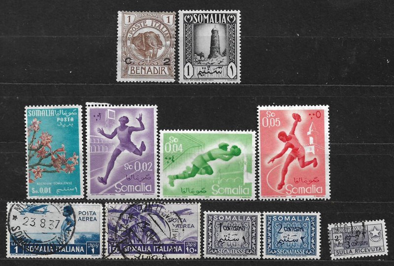 COLLECTION LOT OF 11 SOMALIA STAMPS 1906+