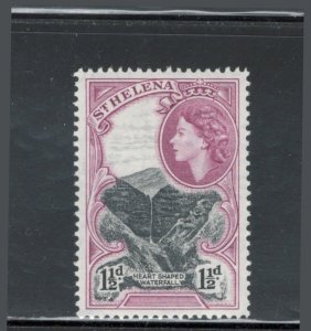 St. Helena 1953 Queen Elizabeth II & Waterfall 1 1/2p Scott # 142 MH