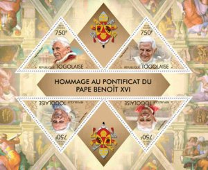 Togo - Pope Benedict XVI - 4 Stamp Sheet - 20H-627