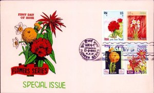 NEPAL - 1969 Sc  224-227 Flower Block First Day of Issue