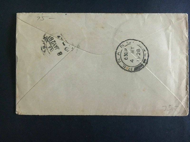 1928 Kedah Penang Malaya Cover To Rangoon Burma