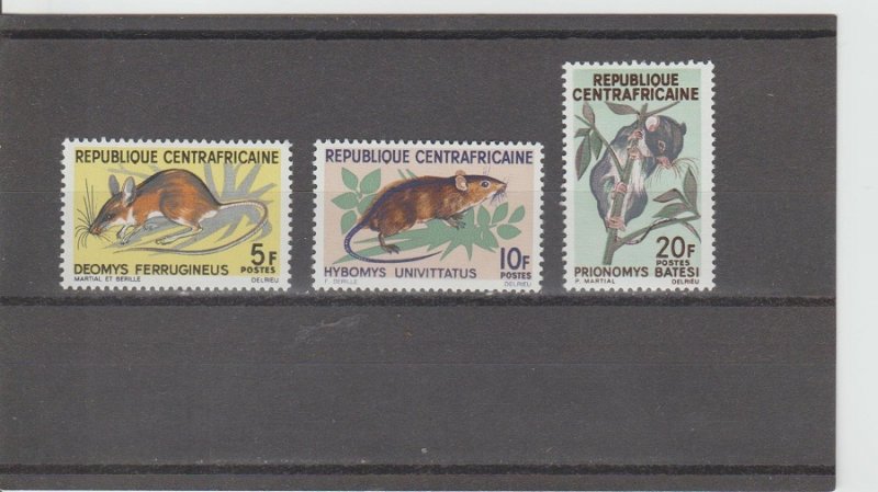 Central African Republic  Scott#  73-75  MNH  (1966 Rodents)