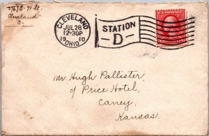 1910 - 2c Stamp - Flag Cancel - Cleveland, Oh - J1711