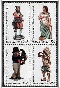 SC#2240-43 22¢ Woodcarved Figurines Block of Four (1986) MNH