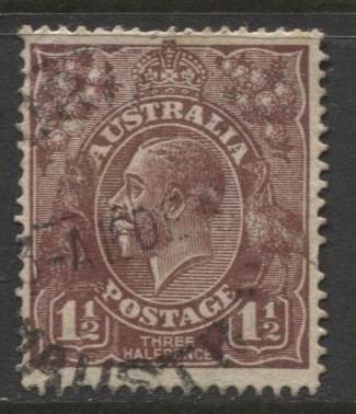 Australia - Scott 63a - KGV Head -19184 - FU - Wmk 11 - 1.1/2p Stamp1