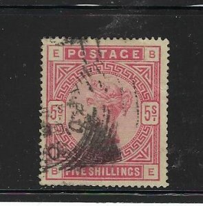 GREAT BRITAIN SCOTT #108 1884 VICTORIA 5 SHILLING - USED