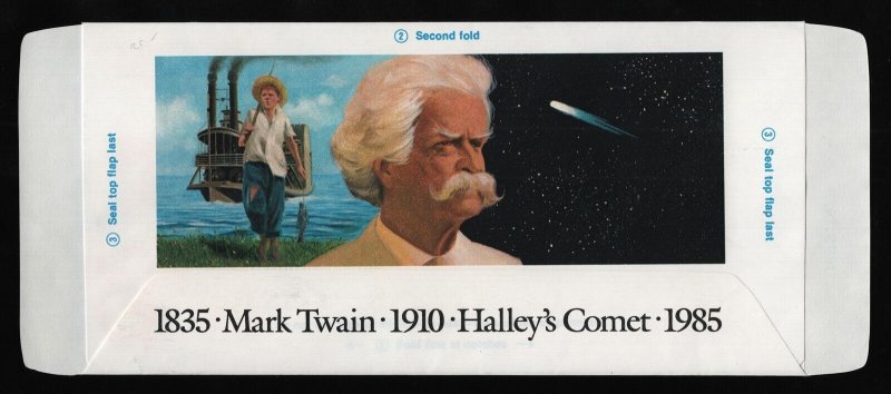 #UC60 36c Mark Twain & Halley's Comet, Art Craft H/C FDC **ANY 5=FREE SHIPPING**