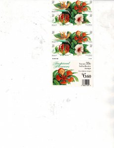 Tropical Flowers 33c US Postage Booklet of 20 stamps #3310-13 VF MNH