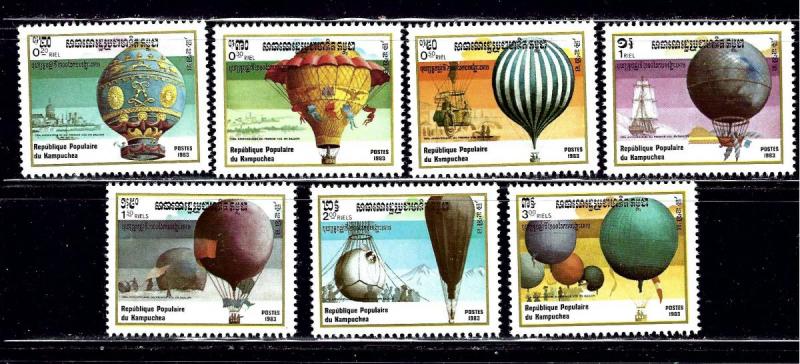 Cambodia 412-18 MNH 1983 Hot Air Balloons