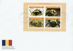 Chad 2019 FDC Bees Bee 4v M/S II Abeilles Insects Stamps