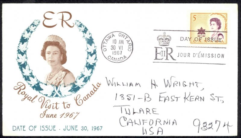 Canada Sc# 471 (cachet) FDC (e) 1967 6.30 Royal Visit