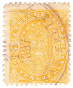 (I.B) Venezuela Telegraphs : 1B Pale Orange (1886)