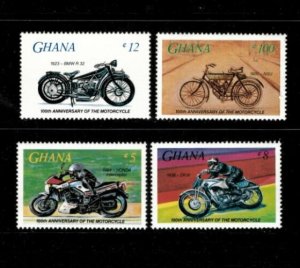 Ghana 1985 - Motorcycle Anniversary - Set of 4 Stamps - Scott #975-8 - MNH