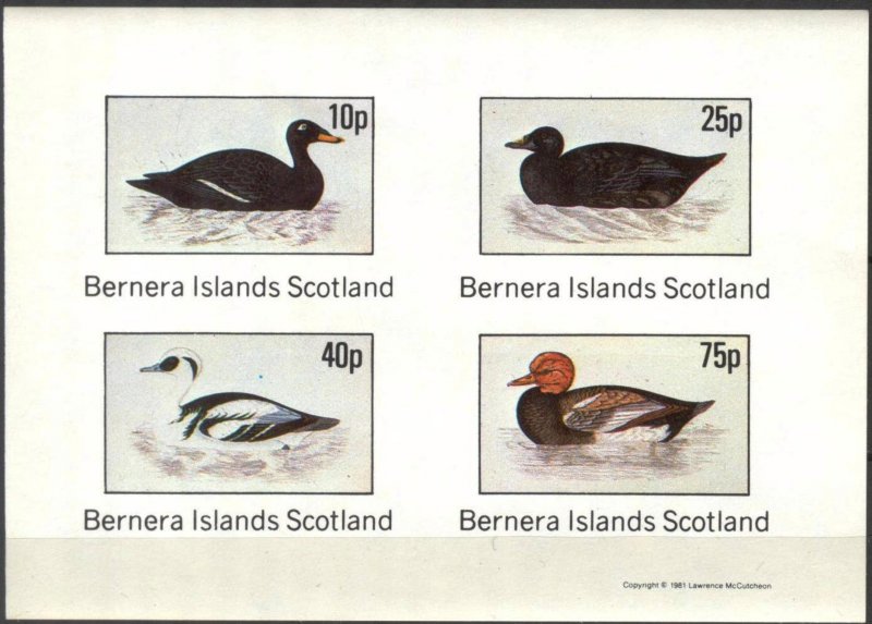 {B282} Bernera Scotland Birds (2) Sh.4 Imperf. MNH Cinderella !!