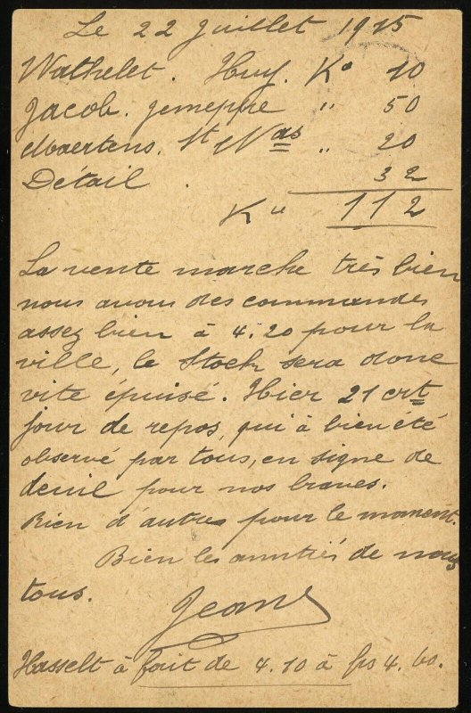 Belgium Liège WWI German Occupation 1915 Stationery Card Postage to Netherlands
