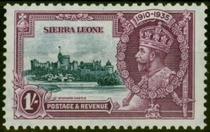 Sierra Leone 1935 Jubilee 1s Slate & Purple SG184b Short Extra Flagstaff Scarce